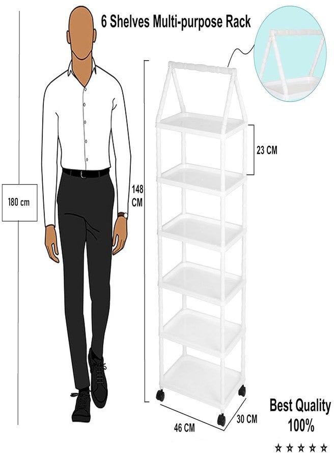 Bagnizer Baby Wardrobe Plastic Kids Storage Rack with Fabric Cover & Wheels | 6-Tier Plastic Shelves Organizer | Toy, Book & Clothes Storage Cabinet for Kids Room (Animal) - Image 2