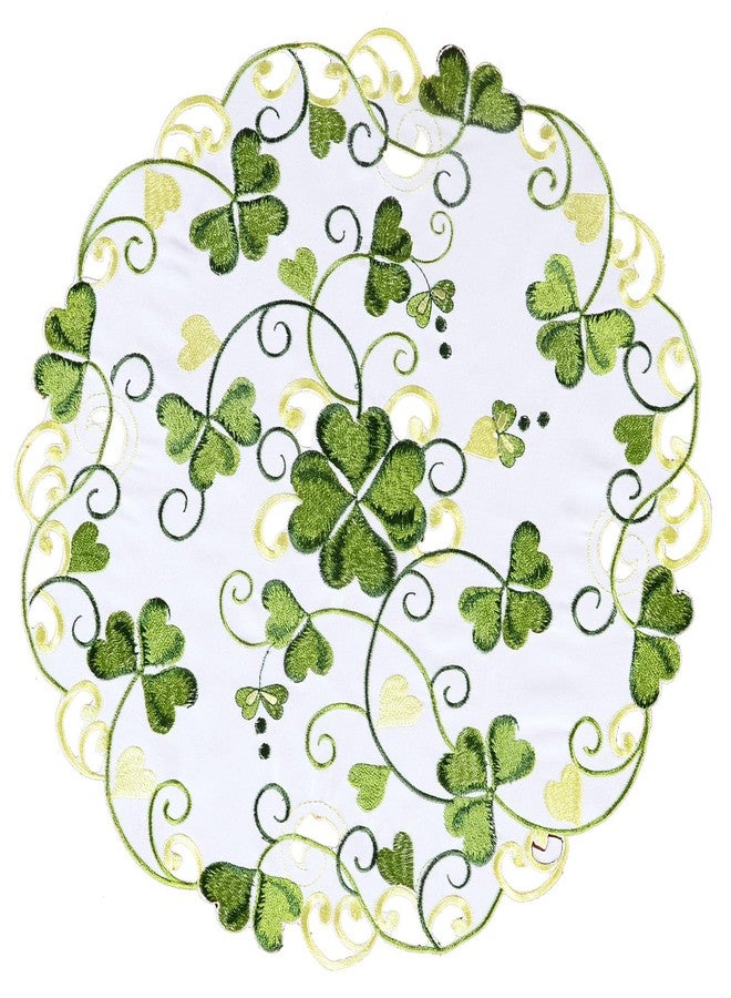 Grelucgo Embroidered Decorative Shamrock Table Round Doilies Placemats for St. Patrick's Day (Round 15 inches (4 Pieces)) - Image 1