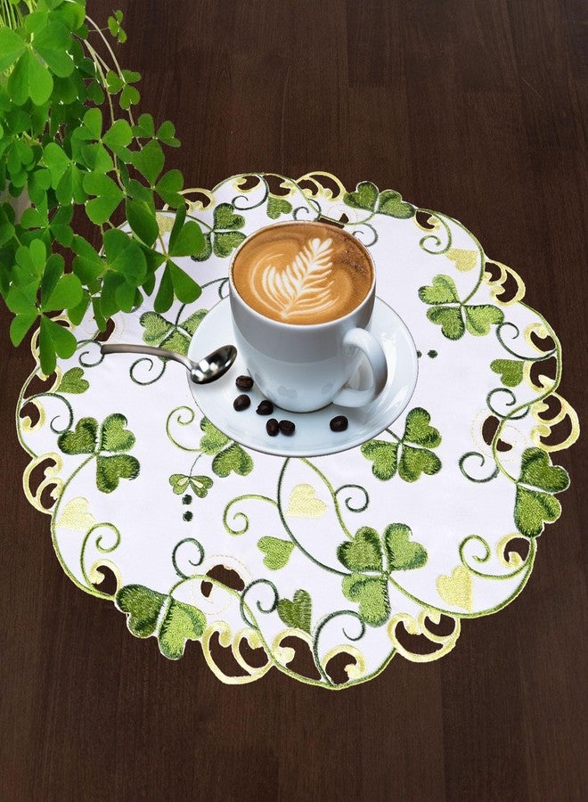 Grelucgo Embroidered Decorative Shamrock Table Round Doilies Placemats for St. Patrick's Day (Round 15 inches (4 Pieces)) - Image 3