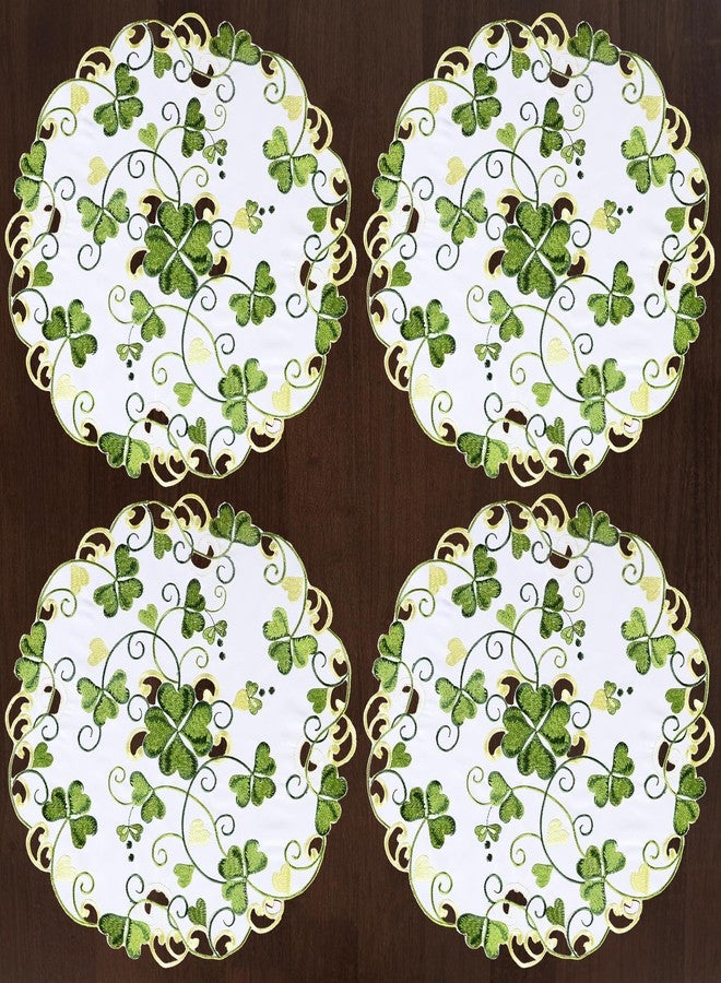 Grelucgo Embroidered Decorative Shamrock Table Round Doilies Placemats for St. Patrick's Day (Round 15 inches (4 Pieces)) - Image 2