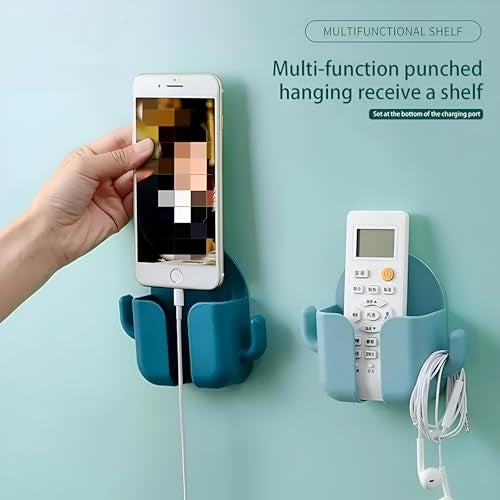 Like Star LikeStar® Premium Multi-Functional Wall Phone Holder | No-Drill Sticky Stand with Hook for Charging & Storage | Self-Adhesive Wall Phone Holder with Hook | Bedroom, Office - White, Orange & Black (3) - Image 2
