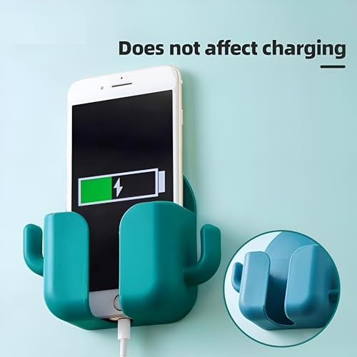 Like Star LikeStar® Premium Multi-Functional Wall Phone Holder | No-Drill Sticky Stand with Hook for Charging & Storage | Self-Adhesive Wall Phone Holder with Hook | Bedroom, Office - White, Orange & Black (3) - Image 4