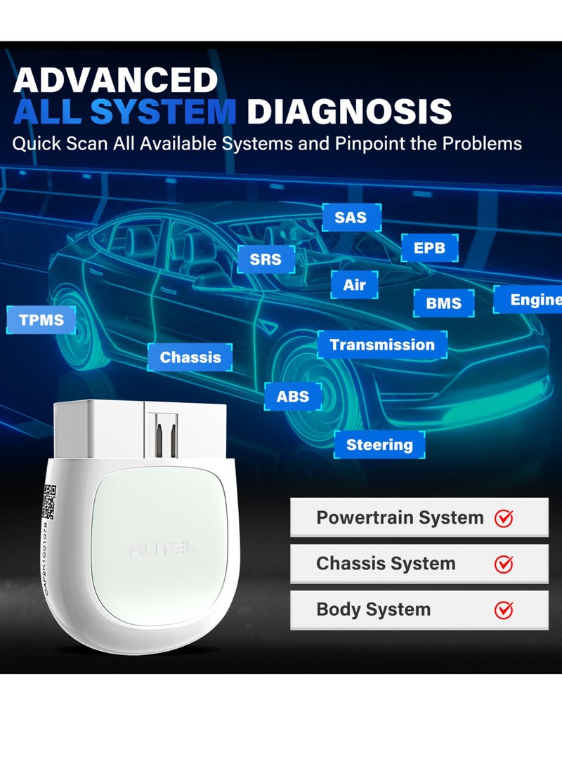 Autel AP200 Bluetooth OBD2 Scanner Code Reader with Full Systems (White) - Image 4