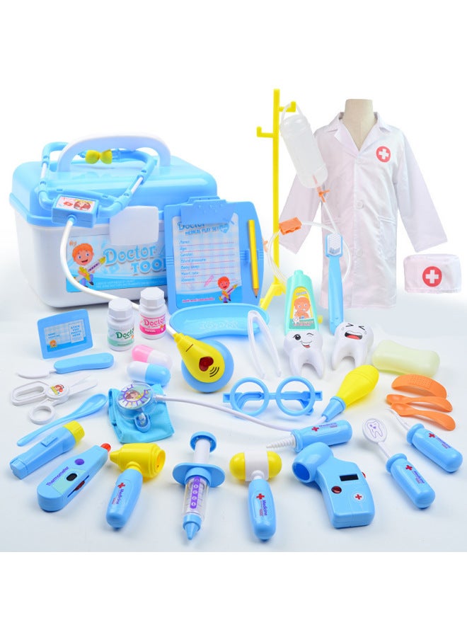 Lian Bo Children's Play Home Puzzle Simulation Medicine Box Doctor Toy Girl Nurse Toy Role Play-Color:Blue 33PCs Suit - Image 2