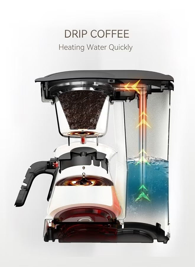 HiBREW 3 in 1 America Drip Coffee Machine Pour Over Coffee Maker Glass Teapot Hot Tea Maker H12 Black - Image 4