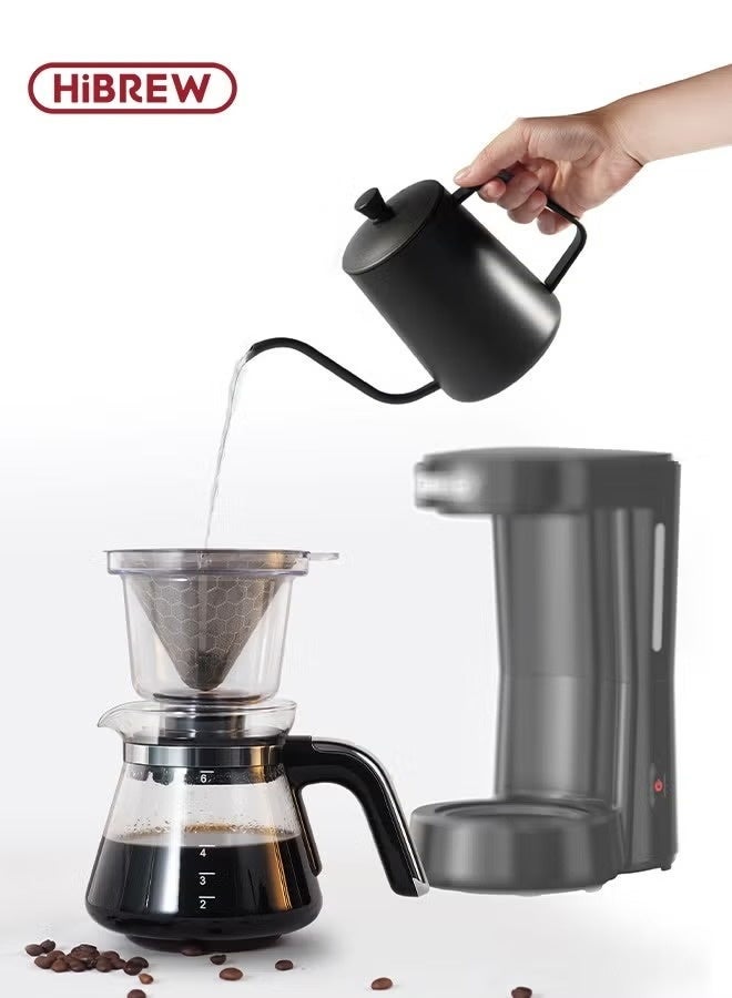 HiBREW 3 in 1 America Drip Coffee Machine Pour Over Coffee Maker Glass Teapot Hot Tea Maker H12 Black - Image 2