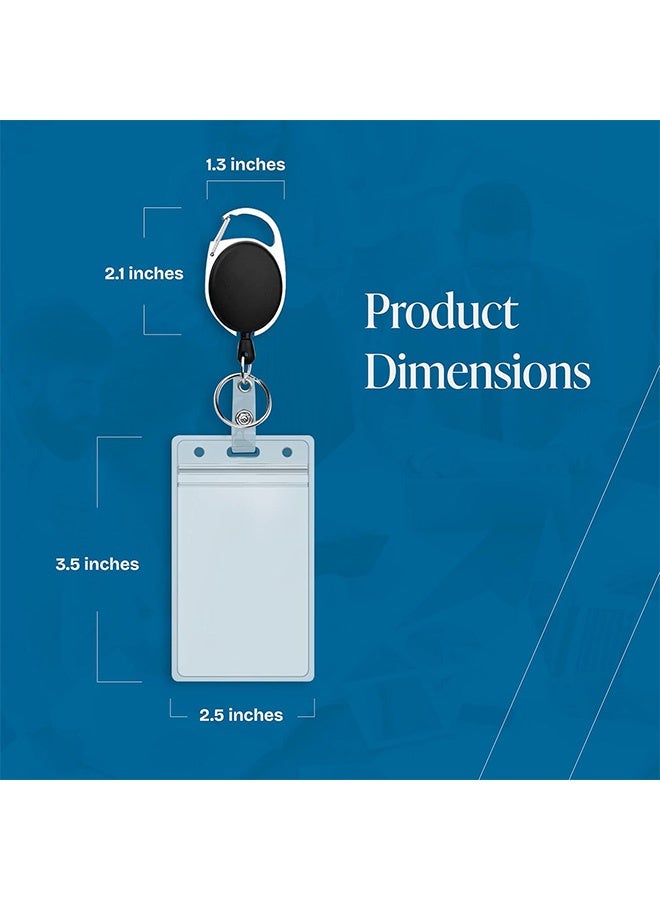 إم إكس إن حامل شارة الهوية، بكرة شارة قابلة للسحب مع حلقة مفاتيح ومشبك لحاملي بطاقات الهوية، حامل بطاقات سفينة الرحلات البحرية للممرضات والمعلمين وموظفي الأمن والنساء والرجال (بكرتان قابلتان للسحب + 2 حافظة هوية + 2 حبل منفصل) - Image 2