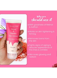 Glamveda Retinol & Saffron Anti Ageing Face Wash For Youthfull & Glowing Skin Reduce Signs Of Ageing No Paraben Sls Silicone 100Ml  - Image 5