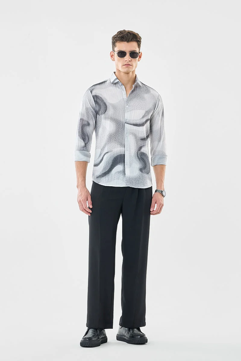 SNITCH Abstract Slim Fit Crushed Shirt