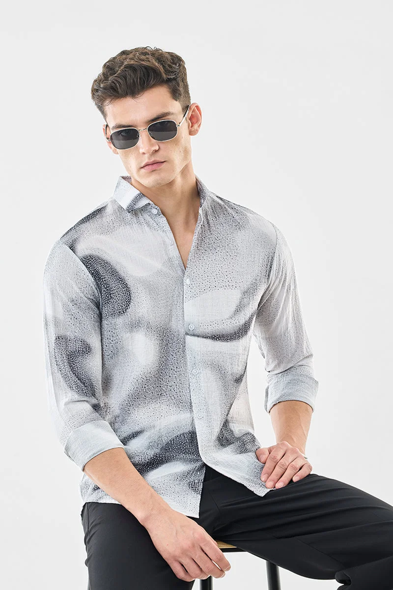 SNITCH Abstract Slim Fit Crushed Shirt