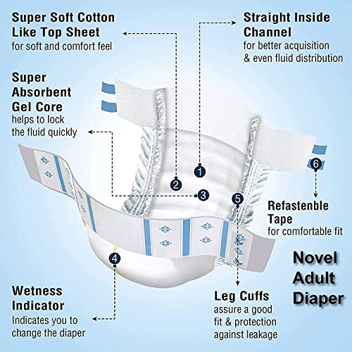 NOVEL Adult Diaper - Extra Large (Pack of 1) Adult Diapers - XL (10 Pieces) - Image 2