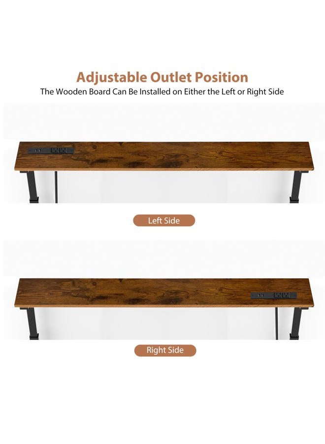 GRLEAF 35" Adjustable Height Narrow Console Table with Power Outlets, Long Sofa Table with Charging Station Behind Couch Table Skinny Entryway Table for Living Room, Hallway and Office – Rustic Brown - Image 5