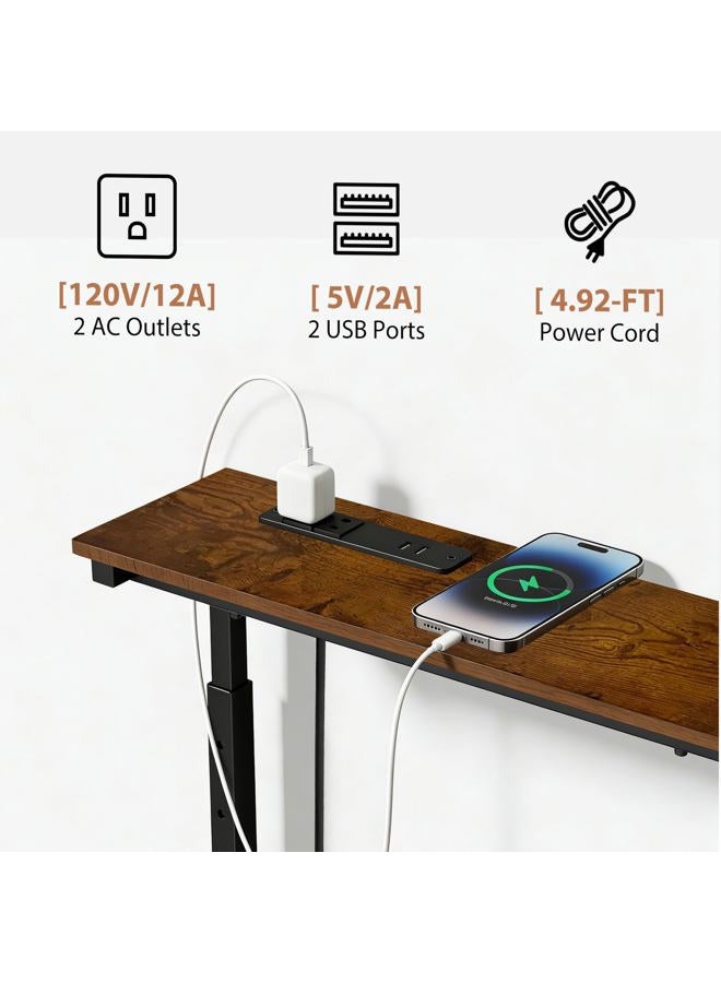 GRLEAF 35" Adjustable Height Narrow Console Table with Power Outlets, Long Sofa Table with Charging Station Behind Couch Table Skinny Entryway Table for Living Room, Hallway and Office – Rustic Brown - Image 4