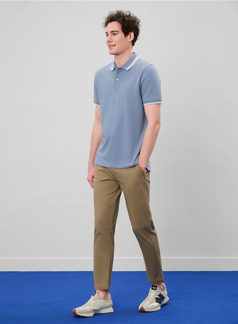 GIORDANO Men’s Slim Pique Polo with Contrast Collar & Signature Embroidery - Image 2