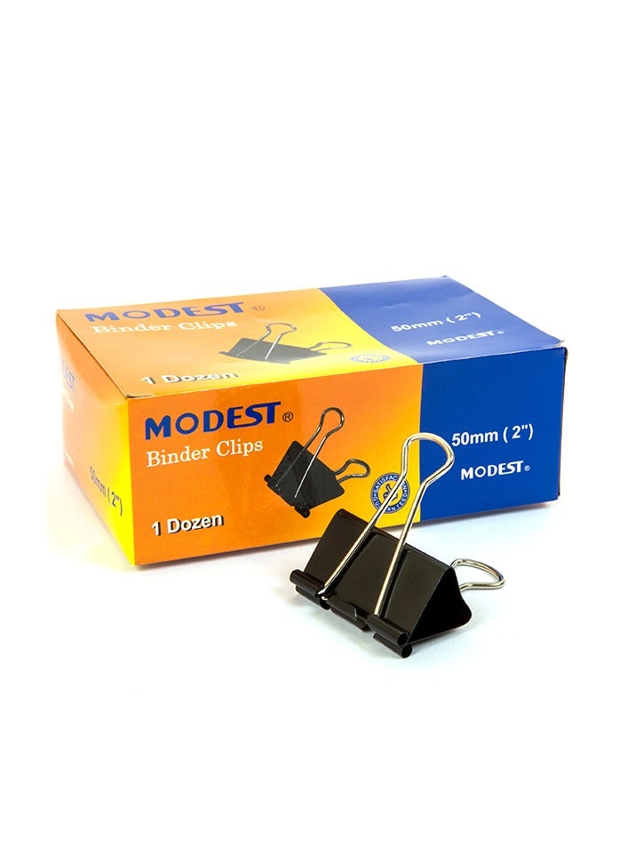 Modest Binder Clip 50mm – Strong Office Paper Clip Holder (Pack of 12)