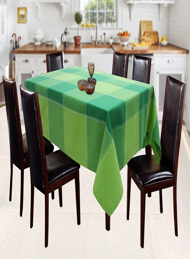 AIRWILL 100% Cotton Checkered Pattern 6 Seater Rectangle Table Cover Sized, 56X71 Inches (Green, Pack of 1) - Rectangular - Image 1