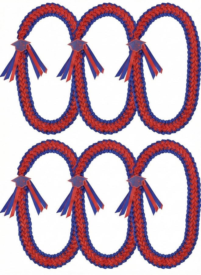 TFTAFAN Graduation Lei Class of 2026 Graduation Ribbon Leis Graduation Necklace Braided Necklaces Graduation Leis gift Party Accessories for Women and Men (6, Red and Blue) - Image 1