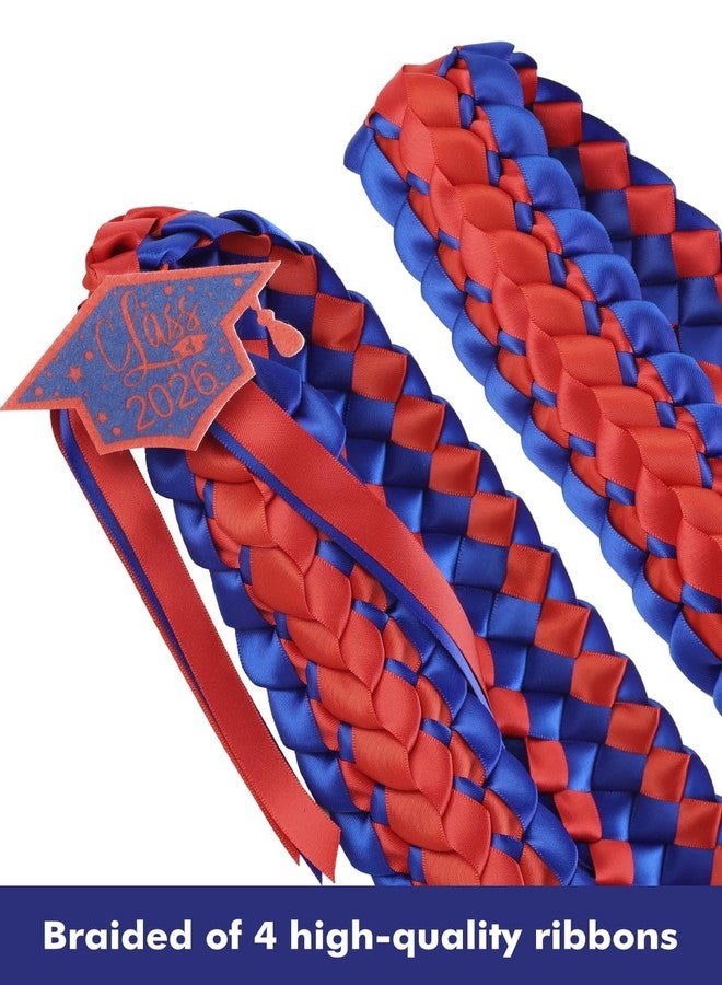 TFTAFAN Graduation Lei Class of 2026 Graduation Ribbon Leis Graduation Necklace Braided Necklaces Graduation Leis gift Party Accessories for Women and Men (6, Red and Blue) - Image 2