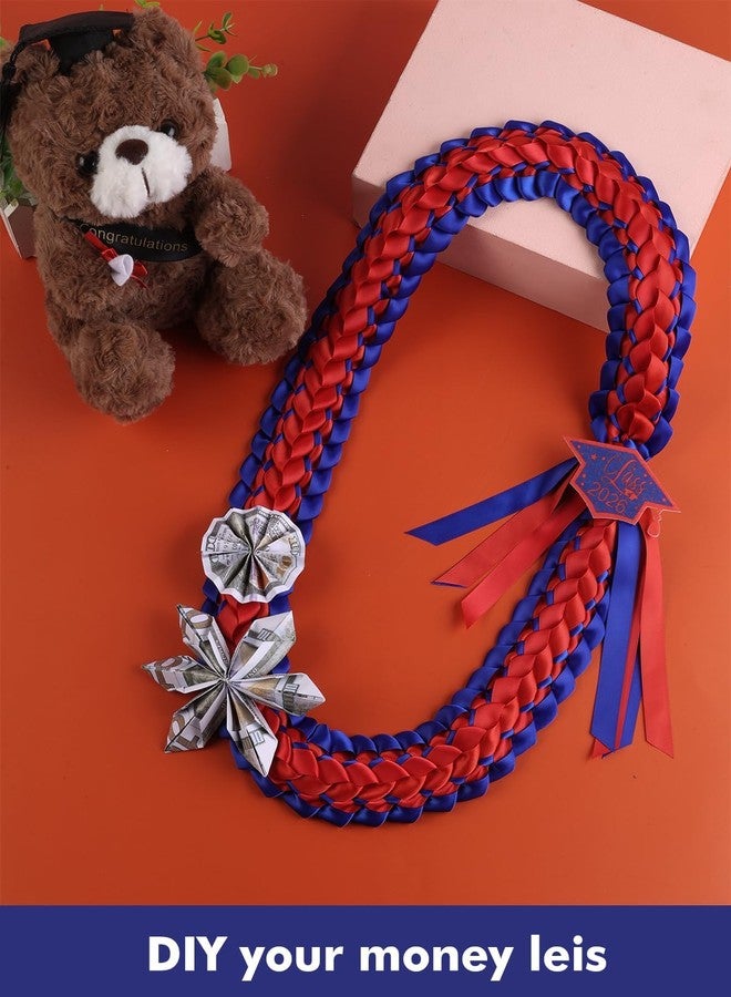 TFTAFAN Graduation Lei Class of 2026 Graduation Ribbon Leis Graduation Necklace Braided Necklaces Graduation Leis gift Party Accessories for Women and Men (6, Red and Blue) - Image 3