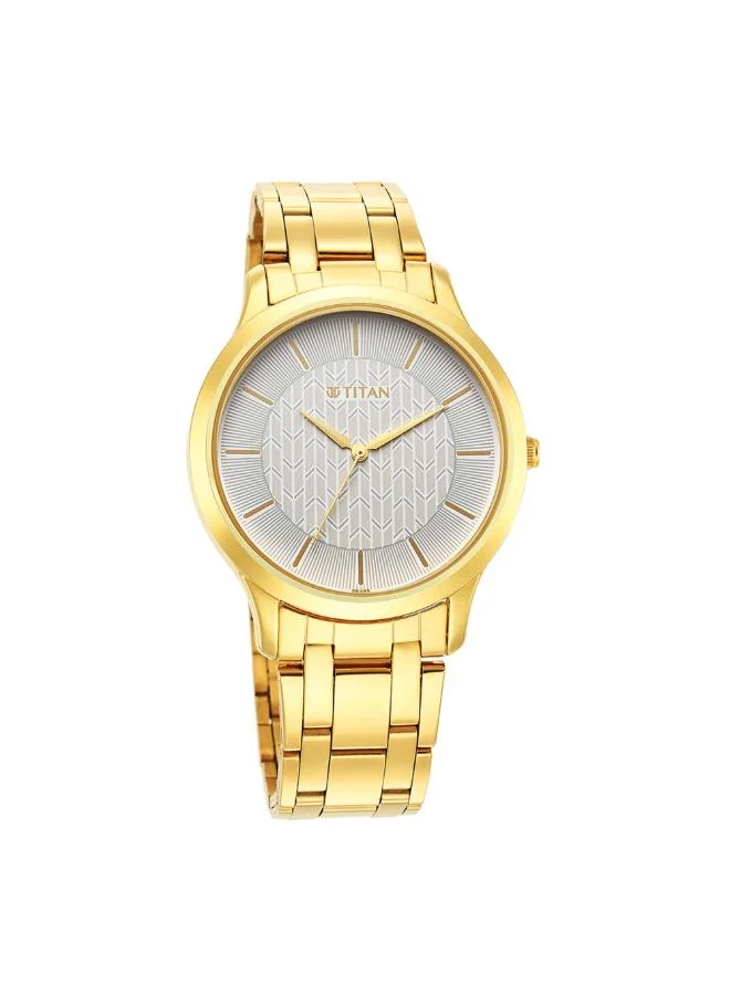تيتان Men Analog Display Watch With Gold Stainless Steel Strap - 1825YM06