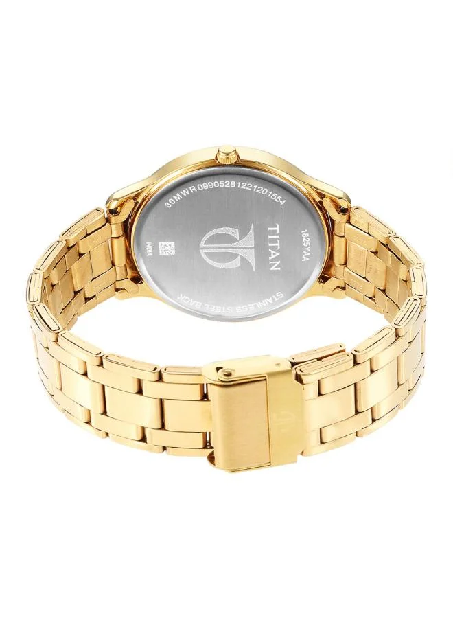 تيتان Men Analog Display Watch With Gold Stainless Steel Strap - 1825YM06