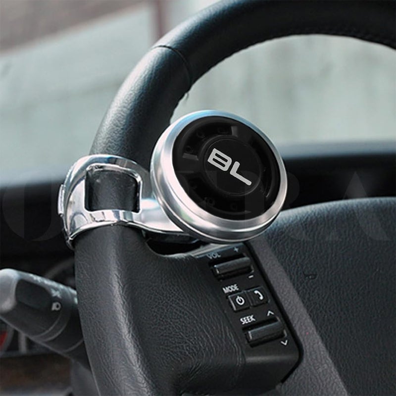 Overa 1 PC Car Steering Wheel Knob Spinner, Adjustable ABS Material Car Steering Wheel Knob Assist with Metal Bearing for Cars, Trucks (BL Silver Ring) - Image 1