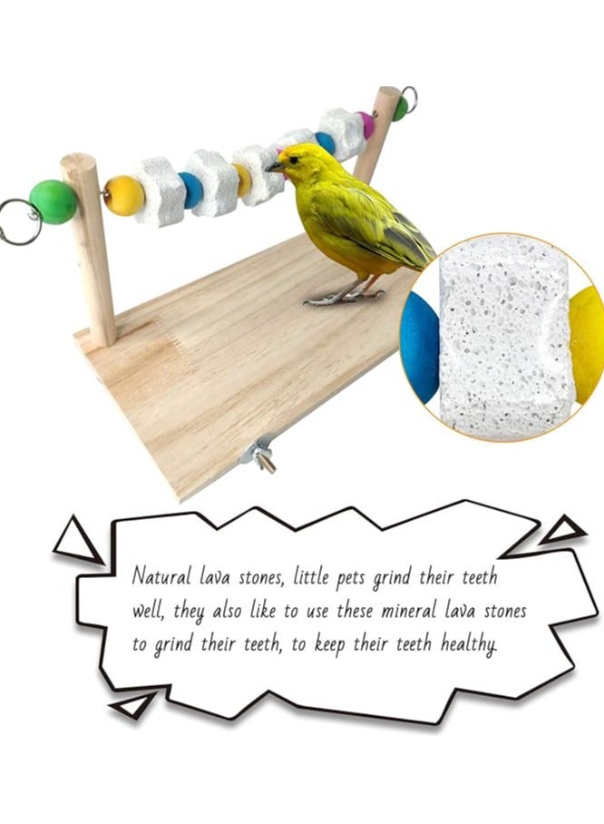Pet Wood ledges Platform, Wooden Chinchilla Ledges Platform with Lava Ledge Blocks Chew Toys Pet Cage Resting Wooden Shelf Chinchilla Cage Accessories for Hamster -s Chinchilla Parrot Chipmunk Squir - Image 5