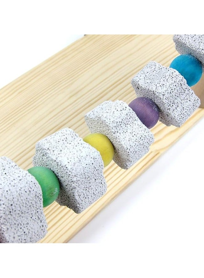Pet Wood ledges Platform, Wooden Chinchilla Ledges Platform with Lava Ledge Blocks Chew Toys Pet Cage Resting Wooden Shelf Chinchilla Cage Accessories for Hamster -s Chinchilla Parrot Chipmunk Squir - Image 3