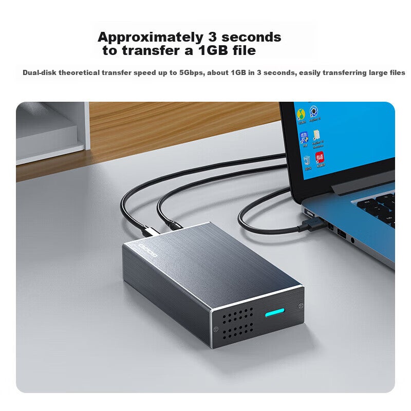 JD Jing Zao GODO SATA Disk Array Enclosure 2.5 Inch Dual Bay RAID External Type-C USB 3.0 Mechanical SSD HDD Case for Desktop Laptop - Image 3