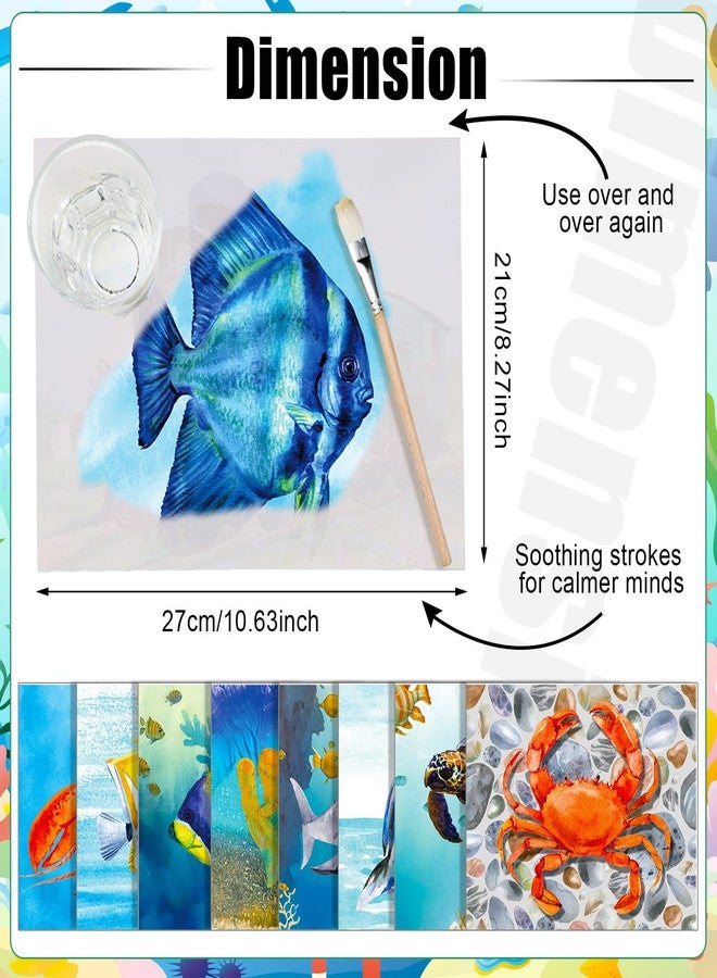 Glenmal 20 Pcs Dementia Products for Elderly Alzheimers Activities Ocean Life Reusable Water Painting Pads with 1 Painting Brush for Elderly Drawing Gifts - Image 2