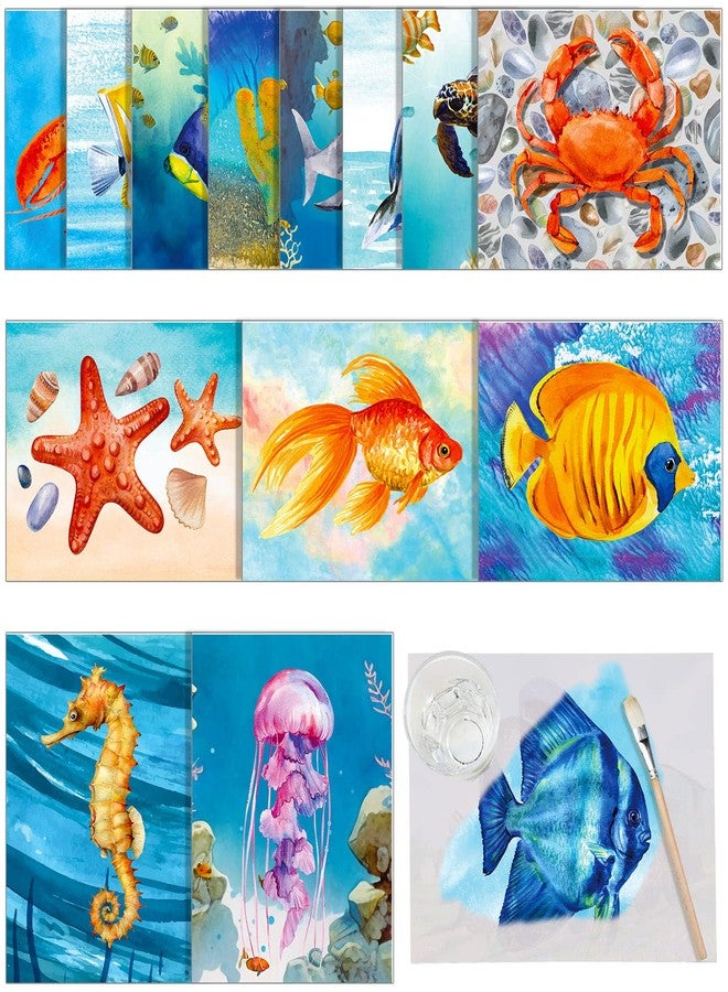 Glenmal 20 Pcs Dementia Products for Elderly Alzheimers Activities Ocean Life Reusable Water Painting Pads with 1 Painting Brush for Elderly Drawing Gifts - Image 1