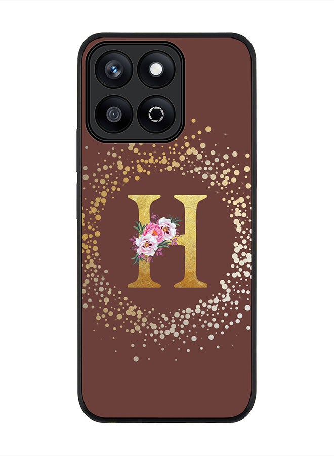 Stylizedd For Honor X7c 4G Case,Slim fit Camera Protection, Shockproof Thin Phone cover  - Custom Monogram Floral - H  (Brown ) - Image 1