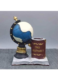 Keyfim Shop World Globe Desktop Pen Holder Figurine 