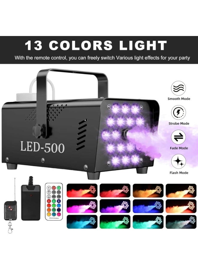 Halamine Fog Machine with Light 18 LED Machine Outdoor for Parties Wedding, 13 Colors Machine Fog Indoor with 2 Wireless Remote Controls, 500W 2000CFM Outdoor Fog Machine, Suitable for Parties, Wedding, and DJ Stage, Indoor - Image 3