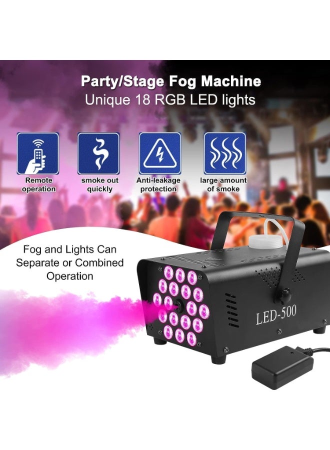 Halamine Fog Machine with Light 18 LED Machine Outdoor for Parties Wedding, 13 Colors Machine Fog Indoor with 2 Wireless Remote Controls, 500W 2000CFM Outdoor Fog Machine, Suitable for Parties, Wedding, and DJ Stage, Indoor - Image 4