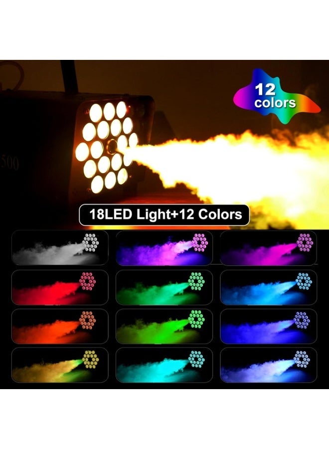 Halamine Fog Machine with Light 18 LED Machine Outdoor for Parties Wedding, 13 Colors Machine Fog Indoor with 2 Wireless Remote Controls, 500W 2000CFM Outdoor Fog Machine, Suitable for Parties, Wedding, and DJ Stage, Indoor - Image 3