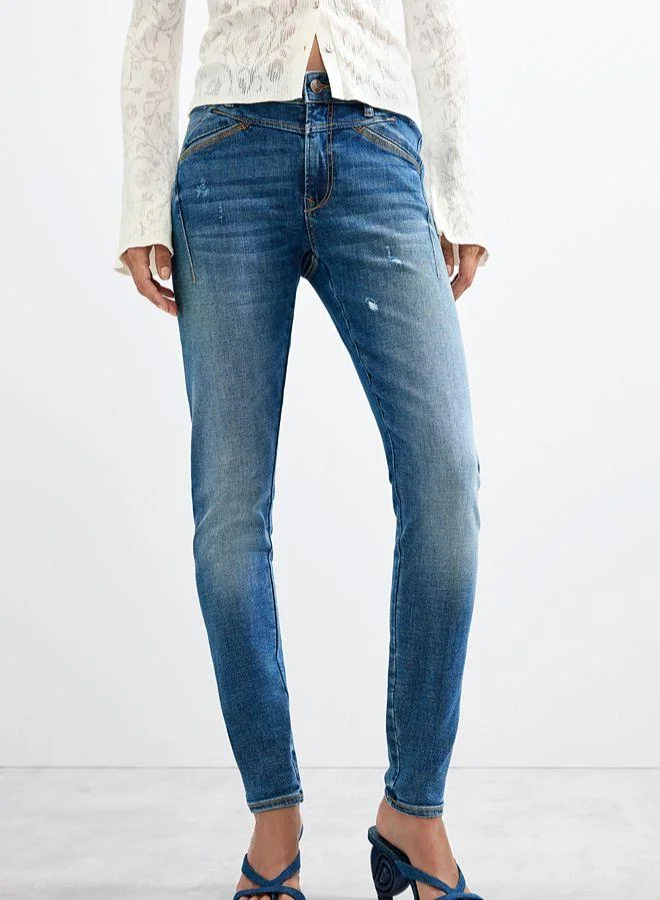 Desigual Blue Skinny denim trousers for Women | Best Price UAE