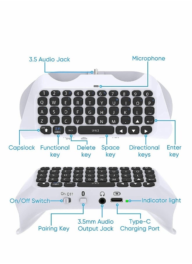 Generic - Wireless Keyboard for PS5 Controller, Bluetooth 3.0 Mini Chatpad Message Game Keyboard Keypad Built-in Speaker with 3.5mm Audio Jack for Messaging and Gaming Live Chat - Image 1