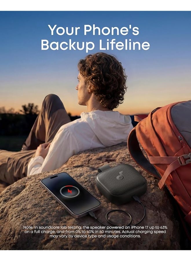 Soundcore Boom Go 3i Portable Bluetooth Speaker by Anker, 24H Playtime, 15W Punchy Sound, Emergency Power Bank, Powerful BassUp 2.0, Bluetooth 6.0, IP68 Waterproof for Hiking/Cycling/Camping (Black) - Image 5