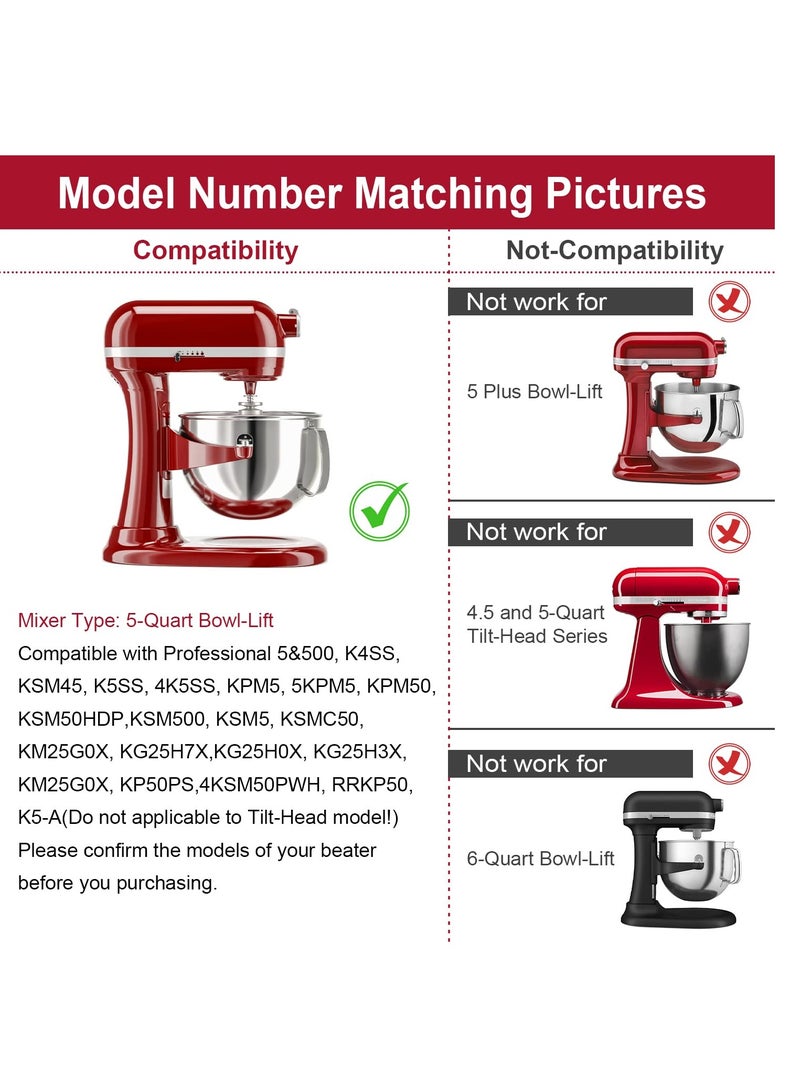 KASTWAVE 5 Quart Flex Edge Beater for Kitchen Aid Bowl-Lift Stand Mixer, Kitchenaid Mixer Attachment, Kitchen Mixer Accessory Replacement, Beater With Silicone Edges - Image 5
