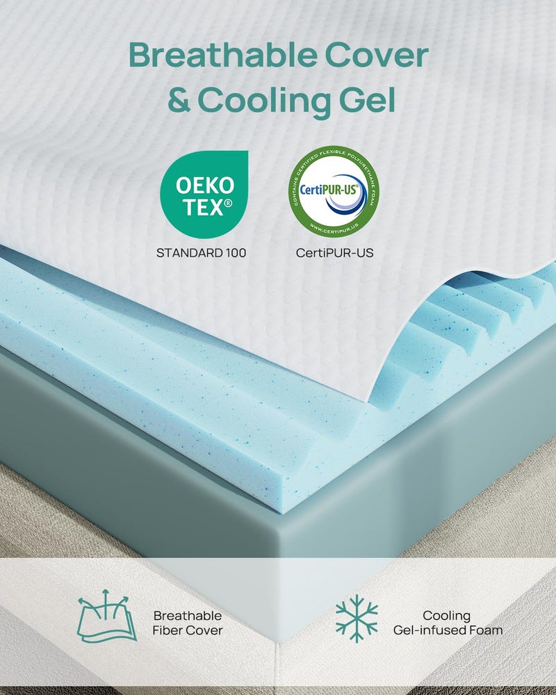 Releep 3 Inch Twin XL Gel Mattress Topper for College Dorm, Cooling Firm Bed Topper for Pressure Relief, Orthopedic Support Mattress Topper with Non-Slip Washable Cover, CertiPUR-US Dorm Bed - Image 5