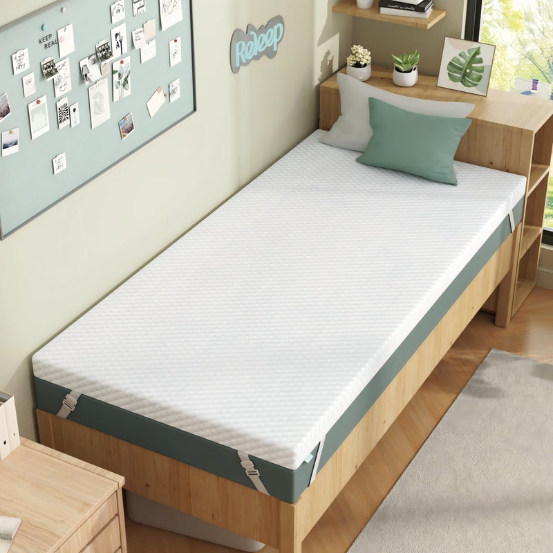 Releep 3 Inch Twin XL Gel Mattress Topper for College Dorm, Cooling Firm Bed Topper for Pressure Relief, Orthopedic Support Mattress Topper with Non-Slip Washable Cover, CertiPUR-US Dorm Bed - Image 1