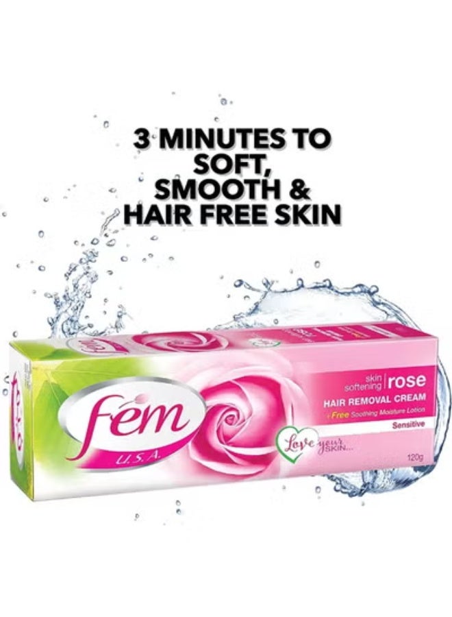 Fem USA Hair Removal Cream with Rose for Softening Skin 120g - Image 2