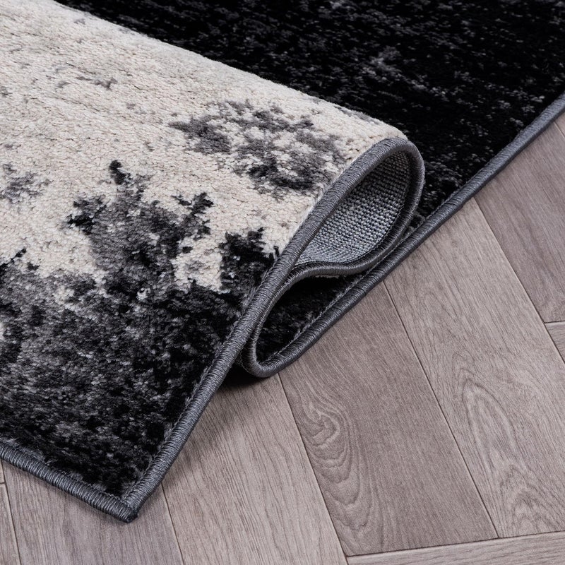 Rugshop Modern Abstract Design Non Shedding Soft Ideal for Living Room,Bedroom,Kitchen Area Rug 5' x 7' Black - Image 3