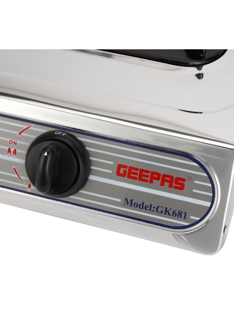 GEEPAS Auto Ignition Cook-top high Fuel Efficiency Single Burner Gas Cooker| Cast Iron Burner GK681 Silver - Image 5