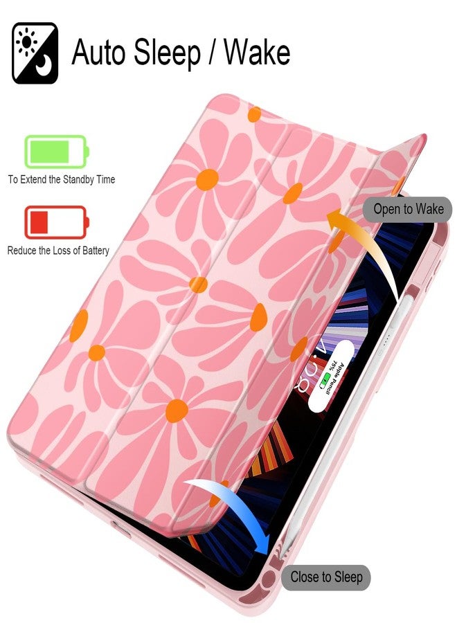 May Chen for iPad (A16) 11th Generation Case 11 Inch 2025, iPad 10th Gen Case 2022 10.9 inch, Built-in Pencil Holder with Shockproof Cover Clear Transparent Back Shell Auto Wake/Sleep, Groovy Flower - Image 3
