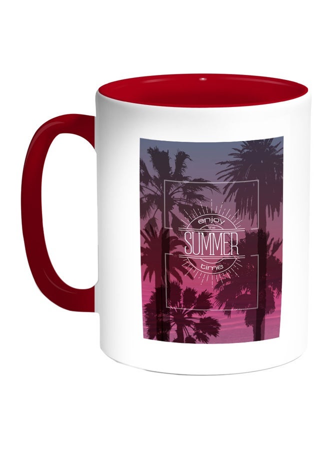 Enjoy The Summer Time Printed Coffee Mug Red/White/Purple 11ounce
