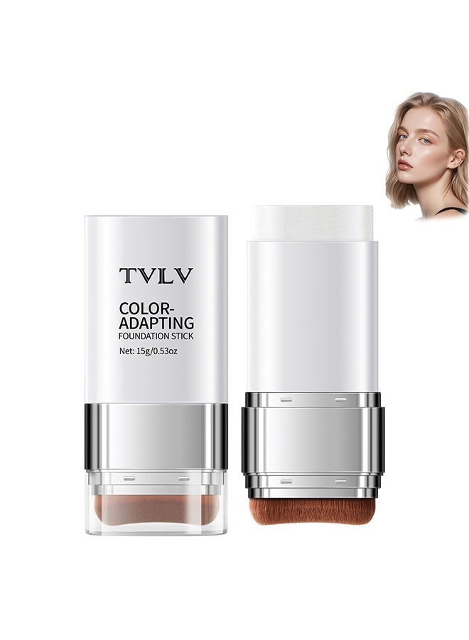 TVLV Foundation Stick, 2 in 1 Dual-Ended Eraser Contour Stick with Brush, Tinted Moisturizer, Skin Tint, Face Foundation, Radiant & Dewy Finish for Face Makeup (＃2 Natural Color) - Image 1
