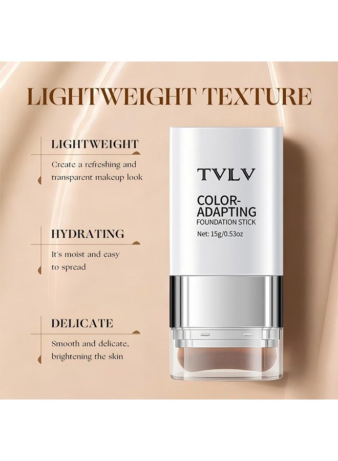 TVLV Foundation Stick, 2 in 1 Dual-Ended Eraser Contour Stick with Brush, Tinted Moisturizer, Skin Tint, Face Foundation, Radiant & Dewy Finish for Face Makeup (＃2 Natural Color) - Image 5