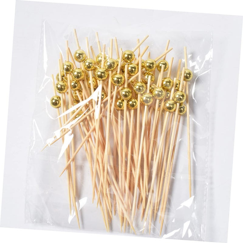 Golden Appetizer Skewers with Round Beads for Fruit Burgers Party Snacks Home Entertaining - Image 5